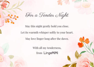 メッセージカードに英文でFor a Tender Nightのタイトルで書かれている