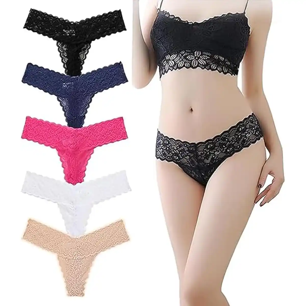 Whisper Lace Panty 5colors Set｜総レースショーツ 5色セット